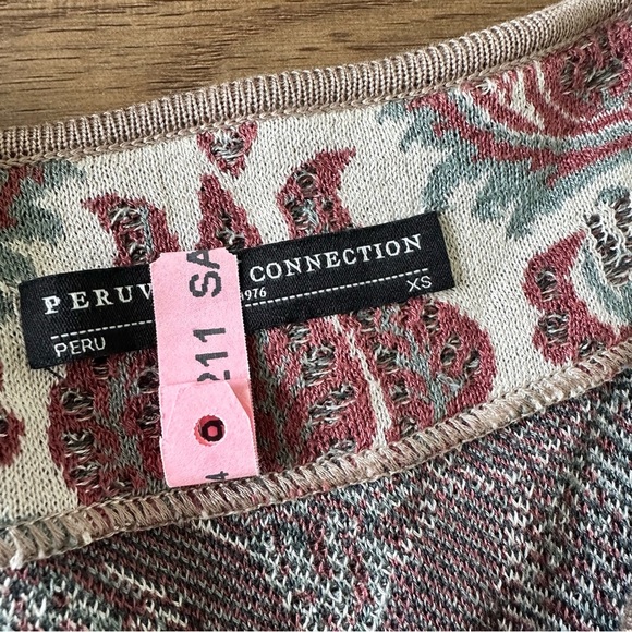 Peruvian Connection Pima Cotton Open Cardigan Floral Tapestry Boho Artsy XS - Picture 2 of 7